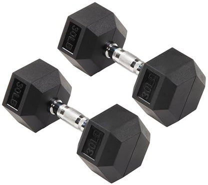 Signature Fitness Rubber Coated Hex Dumbbells Hand Weights for Exercises and Fitness Home Gym, 5-50 lbs, Pairs - style: 30 lbs Pair