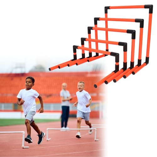 Height Adjustable Hurdles, Portable Training Hurdles, Set of 5 Different Height, Detachable Speed and Agility Hurdles Soccer Practice Equipment, Track and Field Worko, Red - color: Red