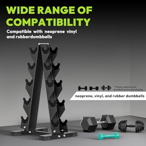 HANDBODE A-Frame Dumbbell Rack Heavy Duty Weight Stand for Dumbbells, Space-Saving Metal Storage Organizer, Sturdy Dumbbell Holder for Home Gym - style: 1 X 5-Tier A-Frame (300lb)