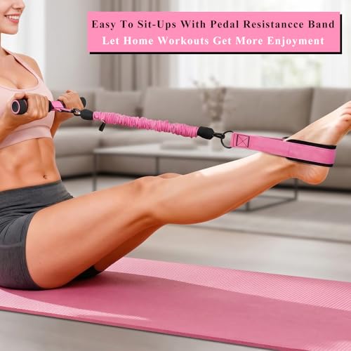 Upgraded Multifunction Pedal Resistance Band with Handle, 3 Tube Adjustable Foot Resistance-Bands for Abdomen, Waist, Arm, Core, ABS, Leg Workout, Sit Up Exercise Equipment for Women