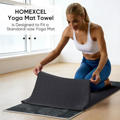 HOMEXCEL Hot Yoga Towels 2 Pack, (26.5" x 72") Non-Slip & Ultra-Absorbent Microfiber Yoga Mat Towels for Hot Yoga, Pilates, Exercise, Fitness, Bikram and Workout, Grey - color: Grey