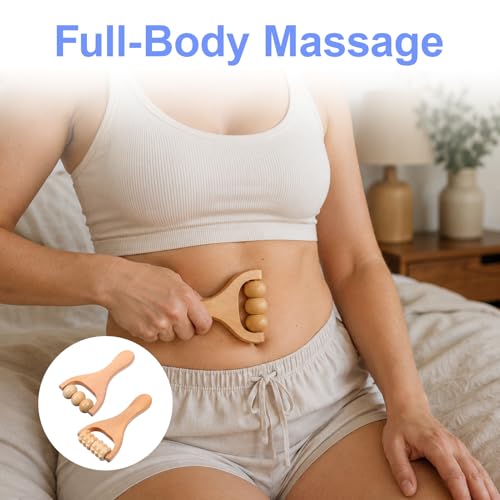 2pcs Wooden Massage Roller,Foot Roller,Wooden Rollers For Massage,Wood Therapy Massage Tools,Muscle Roller,Wood Bead Massage Roller Stick,Manual Massage Roller Tool For Body Care And Relaxation