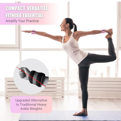 Wrist Ankle Weights for Women, Soft Silicone Wrist Weights Set of 2 for Walking, Pilates, Yoga, Barre & Strength Training, Weighted Bangles with Secure Non-Slip Fit for Arm & Leg Workouts, 2 lb / 4 lb