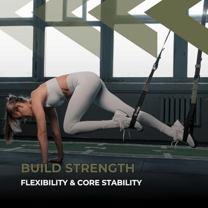 THYSOL® Resistance Trainer Pro Xtreme Straps Army | Sling Trainer Set with Adjustable Door Anchor | Fitness Home Workouts - Suitable for Travelling & for Training Indoor & Outdoor