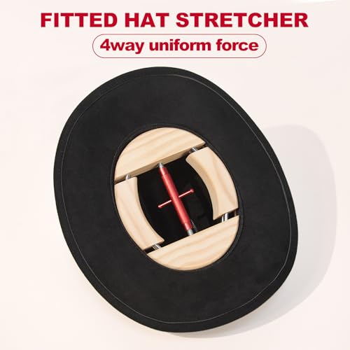 4 Way Hat Stretcher, Hat Stretcher for Fitted Hats, Heavy Duty Hats Shaper Extender w. Lever Wrench for Men All Kind of Caps - color: Red Upgraded_4way