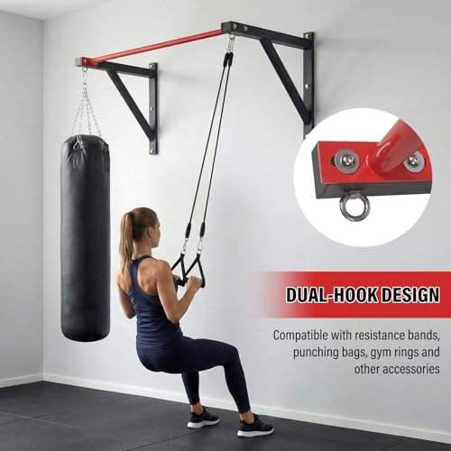 Wall Mounted Pull Up Bar, Heavy Duty Chin Up Bar Wall Mount for Home Gym Workout 500 lbs Weight Capacity Multi-Grip Strength Training Pull-Up Bars for Garage Gym