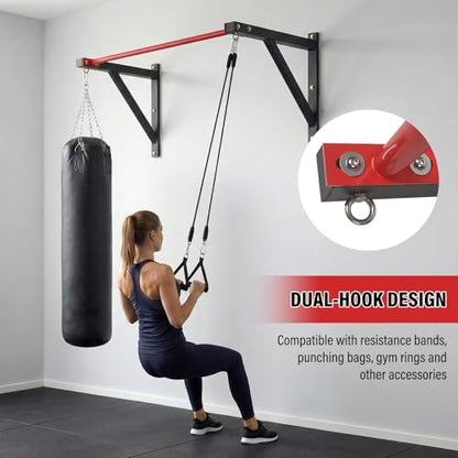 Wall Mounted Pull Up Bar, Heavy Duty Chin Up Bar Wall Mount for Home Gym Workout 500 lbs Weight Capacity Multi-Grip Strength Training Pull-Up Bars for Garage Gym