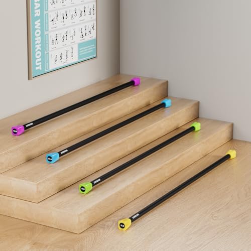 Workout Weighted Bar,Padded Exercise Weight Bar, Solid Steel Stretching weighted bar set for Body Sculpting, Physical Therapy,Body Toning - size: Set of 4-5LB, 8LB,10LB and 12LB