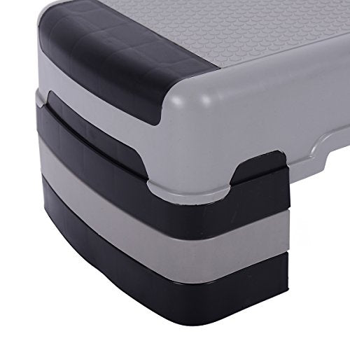 Gymax Step Platform, 35'' Adjustable Exercise Equipment Aerobic Stepper with 6" - 8" - 10" Risers for Fitness & Exercise