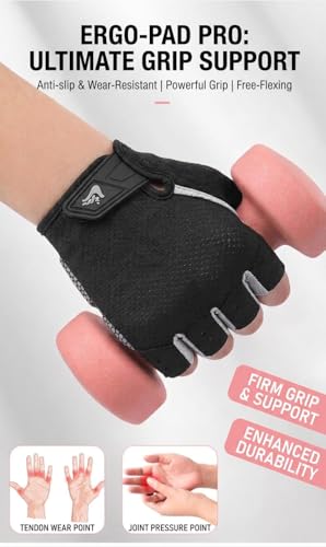 Utaly Men Women Breathable Half Finger Fitness Gloves - Prevents Calluses Gloves with Non-Slip Padding for Gym Workout - size: Large