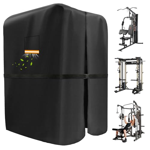 600D Gym Rack Cover with Waterproof Zipper, Protective Cover for Squat Rack/Weight Lifting Rack/Home Gym Workout Equipment-Indoor or Outdoor with Air Vent & Reflective Strip - size: 64"L×68"W×82.5"H