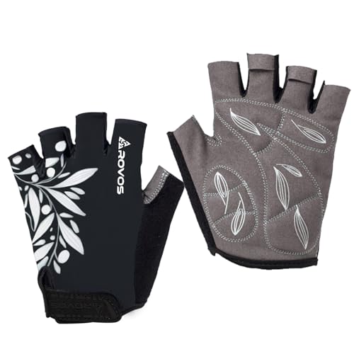 Cycling Gloves for Men & Women - 5MM Anti-Slip Shock-Absorbing Gel Pad, Lightweight & Breathable Half Finger Design for Mountain Cycling, Gym, Motorcycle, Outdoor Sports - color: Solid Black, size: Medium