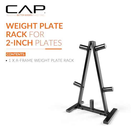 CAP 2-Inch Olympic Plate Tree Rack for Home Gym, Heavy-Duty A-Frame Weight Plate Storage Rack, Space-Saving Plate Organizer Stand, 5-Post & 7-Post, 300lb & 500lb Weight Capacity - style: 5 Posts