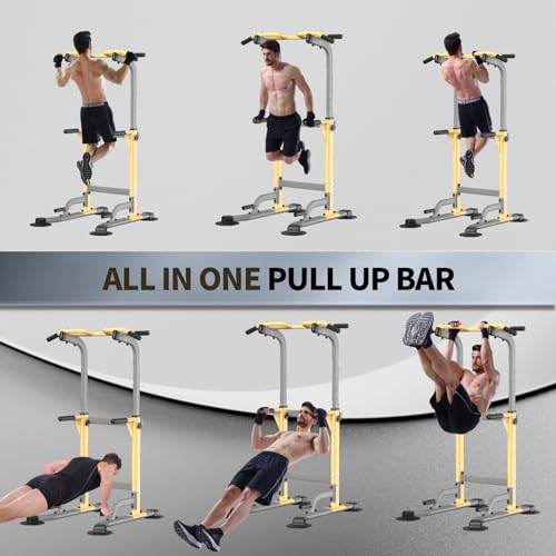 Pull-Up Dip Station Pull-Up Chin-Up Weight Capacity 350LBS - color: yellow
