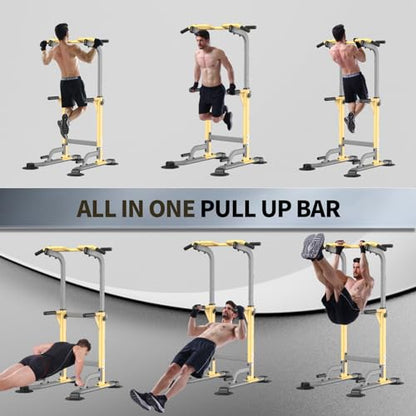 Pull-Up Dip Station Pull-Up Chin-Up Weight Capacity 350LBS - color: yellow