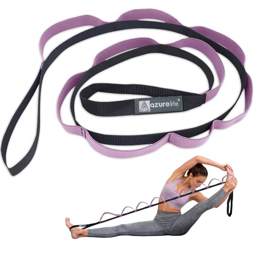 Half-Elastic Stretch Straps with 11 Loops, Stretching Strap for Physical Therapy, Multi-Loop Yoga Strap Fitness Exercise Strap for Yoga, Pilates, Dance, Flexibility&Exercise - color: Half Elastic-Purple