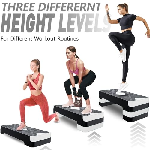 GYMMAGE Aerobic Exercise Step, Adjustable Height, - color: White
