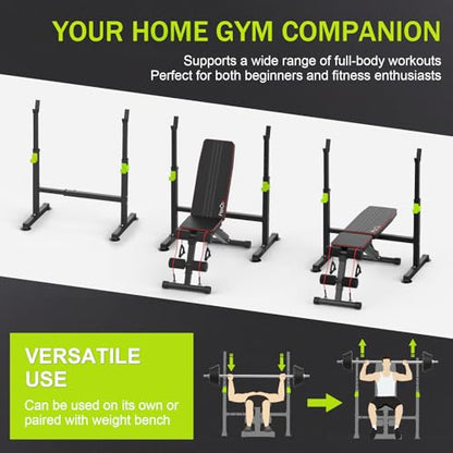 FitinOne Adjustable Folding Weight Bench for Home Gym, 660 lbs Capacity Multi-Functional Workout Bench Sturdy Durable for Full Body - color: Black-Green