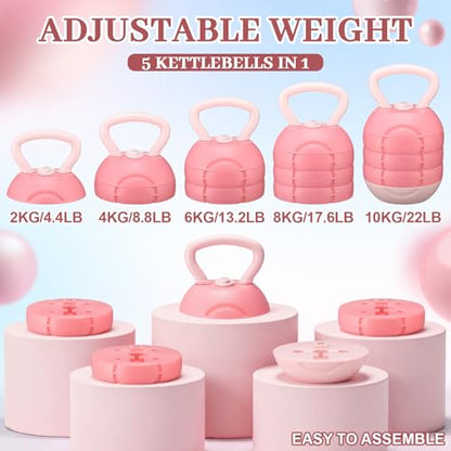 Adjustable Water Filled Kettlebell 5/8/13/17/22 lb Water Filled Kettlebells Weights Set for Home Gym, Kettle Bell Sets for Women at Home and Cross-training Exercise - color: Pink