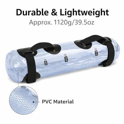 PVC Water Weight Bag for Strength Training, Fitness and Muscle Building, Foldable with Durable Handle - Easy Setup, Adjustable Water Filling, Portable Workout Sandbag for Gym and
