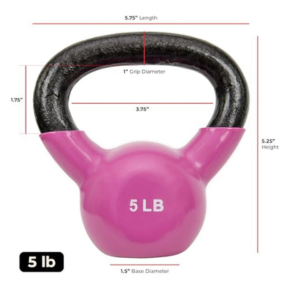 Sunny Health & Fitness Vinyl Coated Kettlebell for Strength Weight Training & Swinging Exercise - In 5, 10, 15, 20, 25 Pound - style: 5 Pound