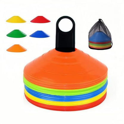 ANRANK 50 Pcs Disc Cones, Agility Soccer Cones with Carry Bag and Holder, Soccer Cones for Sports Training, Football, Soccer, Basketball, Coaching, Practice Equipment, 5 Color