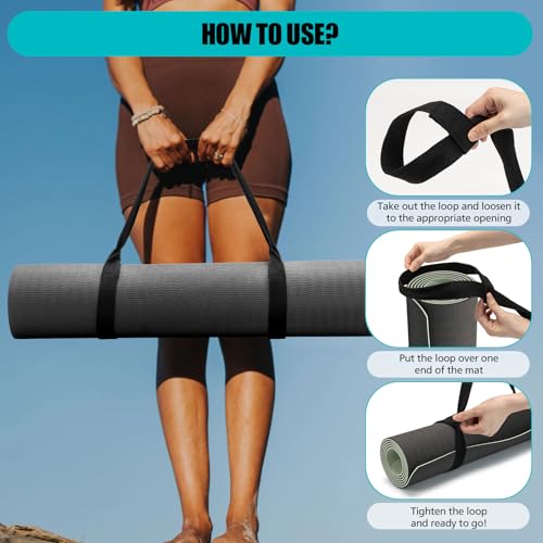 Yoga Mat Carrier Strap, Adjustable Thick Straps Sling for Carrying Large Mats, Stretching Band