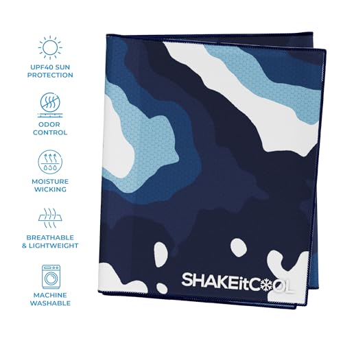 Extended Size Cooling Towel – Be Cool in Style - Heat Relief, Soft, Lightweight, Sun Protection, Easy Clean - Perfect for Biking, Hiking, Running, Yoga, Golf, Gardening - Blue Ocean M - color: Blue Ocean