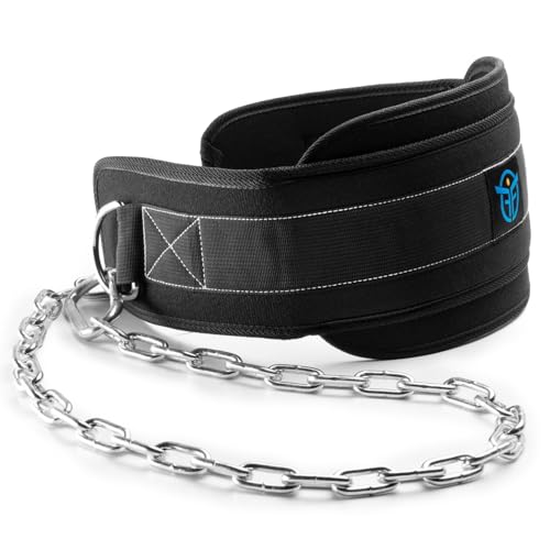 Dip Belt with Adjustable Chain or Rope for Weightlifting, Calisthenics, Crossfit, Up to 660lbs of Load - Heavy Duty Weight Belt for Pull-ups and Dips, Adapted to Every Morphology - color: With Chain