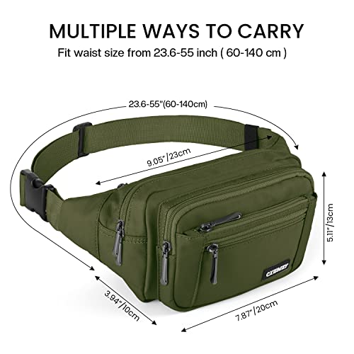 CXWMZY Fanny Packs For Women & Men Waist Pack Hip Bum Bag with Multi-Pockets Large Capacity Waterproof Casual Bum Bag for Disney Traveling Casual Cycling Running Hiking (Army Green) - color: Green