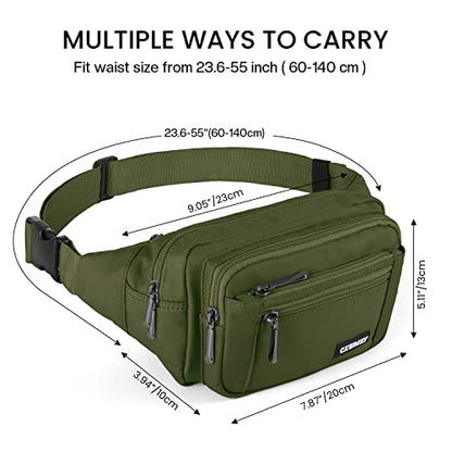CXWMZY Fanny Packs For Women & Men Waist Pack Hip Bum Bag with Multi-Pockets Large Capacity Waterproof Casual Bum Bag for Disney Traveling Casual Cycling Running Hiking (Army Green) - color: Green