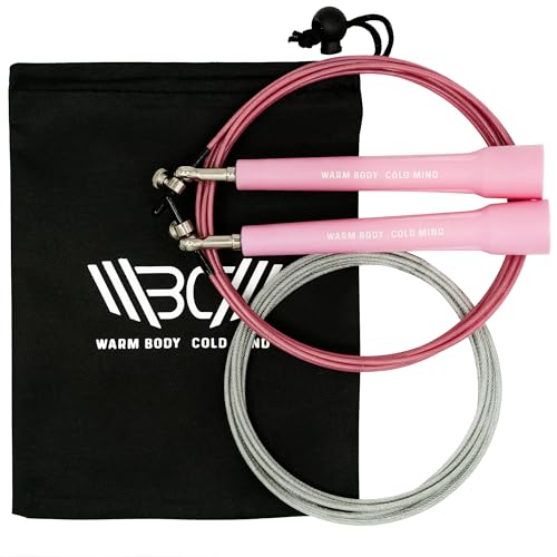 WARM BODY COLD MIND Adjustable Jump Rope For Men and Women, Speed Jump Rope, Skipping Rope for Weightlifting, Boxing, Gym, Outdoor or Indoor Sport, Fitness - color: Pink