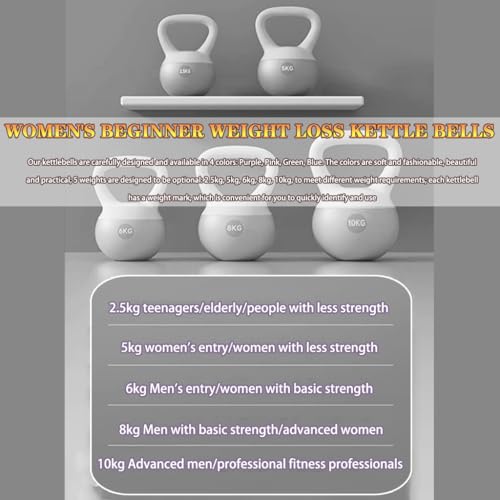 Kettlebell Weights Women's Beginner Weight Loss Soft Kettle Bells, Buttocks Shaping/sports Dumbbell, Home Fitness Equipment, Frosted Non-slip Handle(Green-4kg)