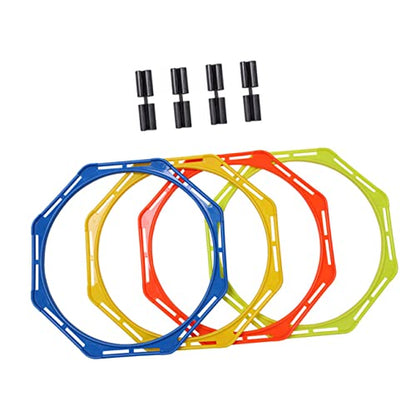 KICHOUSE Agility Rings Training Set 4-Piece Soccer Agility Circles Footwork Training Kit Sports Equipment Pp Material Bright