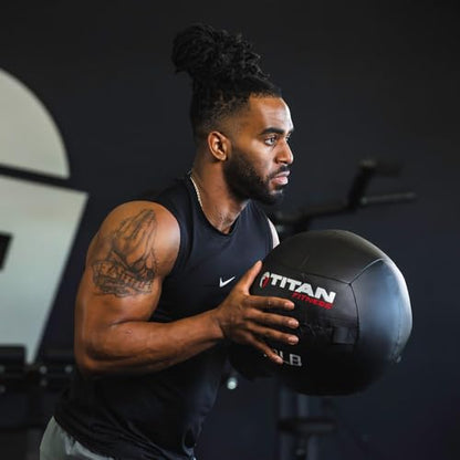Titan Fitness Soft Shell Medicine Wall Ball, Cross-Texture Grip - size: 6 lb