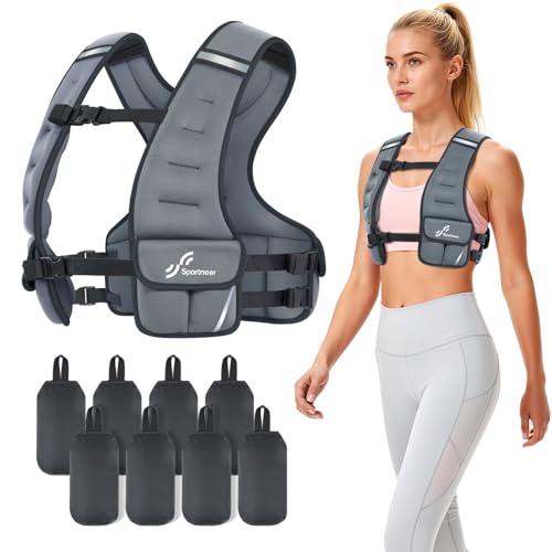 Sportneer Adjustable Weighted Vest Woman: 6-10lb/10-18lb Weighted Vests - color: Gray, size: 10-18 lbs