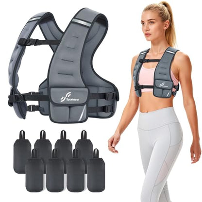 Sportneer Adjustable Weighted Vest Woman: 6-10lb/10-18lb Weighted Vests - color: Gray, size: 10-18 lbs