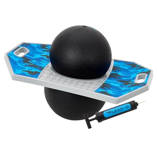 Flybar Pogo Trick Ball for Kids – Balance Bounce Board with Anti-Slip Deck – Pump Included - Indoor & Outdoor Toys for Boys and Girls Fun Way to Reduce Screen Time Supports up to 160 lbs – Ages 6+ - color: Blue Camo