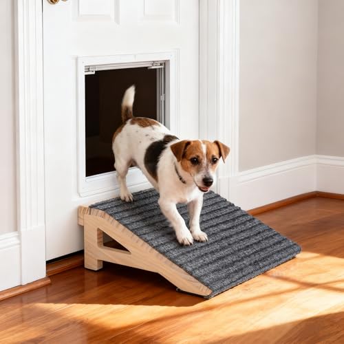 1-Pack Dog Stairs Ramp for Small & Aged Dogs - Wooden Anti-Slip Pet Steps, Low-Angled Dog Assist Ramp for Indoor & Outdoor, 4.2in, Slant Board Calf Stretcher & Footrest, Patio/Home/Office 3-in-1 Use - size: 1 Pack
