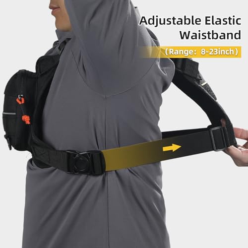 Running Vest for Men and Women, Lightweight Chest Pack with Phone Holder and Adjustable Strap, Reflective Water Resistant Chest Bag for Workouts, Cycling and Hiking (Black) - color: Black