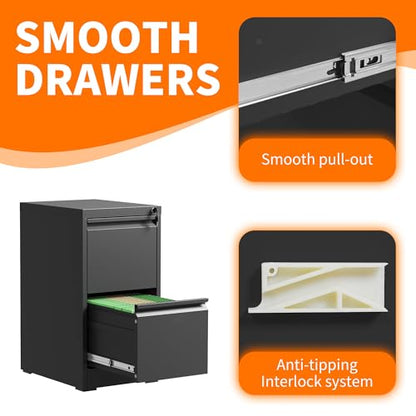 Metal File Cabinet with Drawer Heavy Duty Locking File Cabinets - color: Black, size: 28.8"H-2 drawers