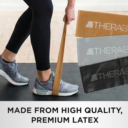 THERABAND Resistance Band Loop Set of 3, Exercise, 12", Black/Silver/Gold - color: Black/Silver/Gold, size: 12 inch