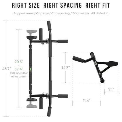 EAST MOUNT 2026 Upgrade Doorway Pull Up Bar for Door Frame, Adjustable Height & Width(29.5"–37.4"), No Screws, No Damage, No Removal Needed, 440 lbs Heavy Duty Home Gym Chin Up Bar