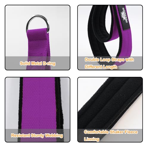 Durable Pilates Double Loop D-Ring Straps - Padded Handles for Reformer, Yoga & Home Gym Workouts