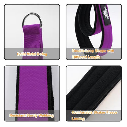 Durable Pilates Double Loop D-Ring Straps - Padded Handles for Reformer, Yoga & Home Gym Workouts