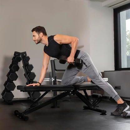 RitFit Adjustable/Foldable Utility Weight Bench for Home Gym - color: Dark Black