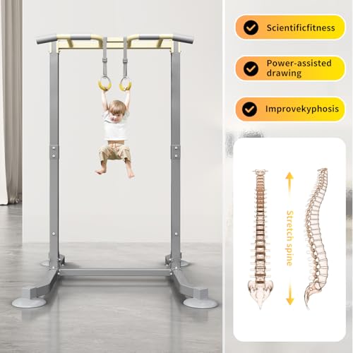 Gymnastic Rings, Both for Adults and Kids, Adjustable Strap Strength Home Exercise Gym Rings for Strength/Physical Training, Indoor Gym Anti -Slip Surface Design Rings