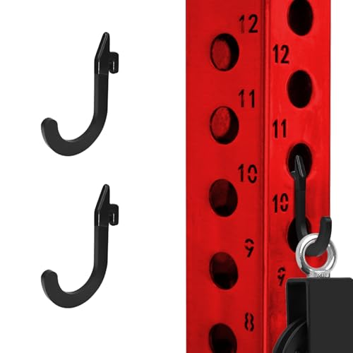 8PSC Power Rack Attachments Hooks,Squat Rack Accessories Hook,DIY Storage Hook for Resistance Bands Barbell Collars and Gym Accessories (2PCS-Black)