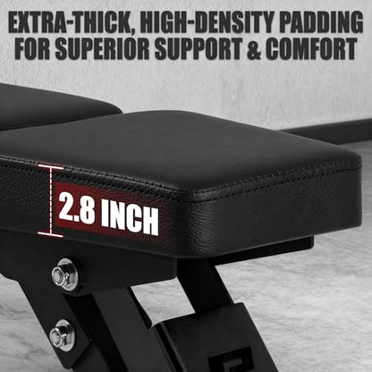 RitFit 3-Section Adjustable Weight Bench, 1600LBS Capacity Workout Bench for Home Gym, 21 Levels Incline Decline Bench Press with Thickened Padding, Foldable Exercise Equipment for Strength Training