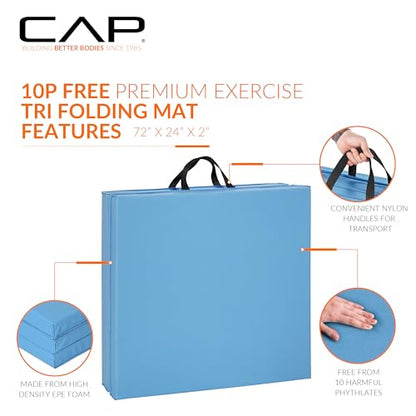 CAP Barbell All Purpose Folding Anti Tear Exercise Training Aerobic Fitness Gym & Gymnastics Balance Mat | Multiple colors - color: Blue, style: 6' x 2' x 2.0" Thick